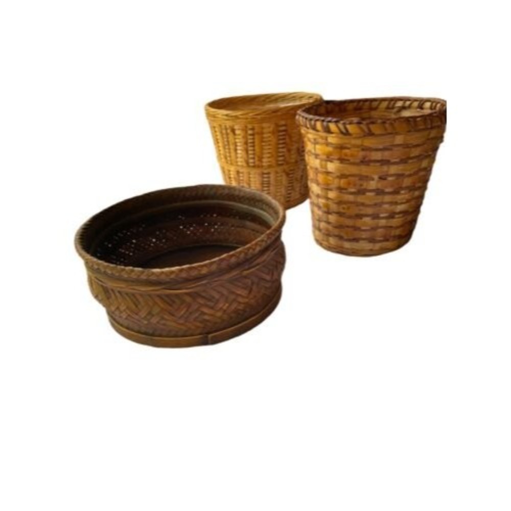 Vintage Boho Wicker Ratan Baskets Planters Set of 3